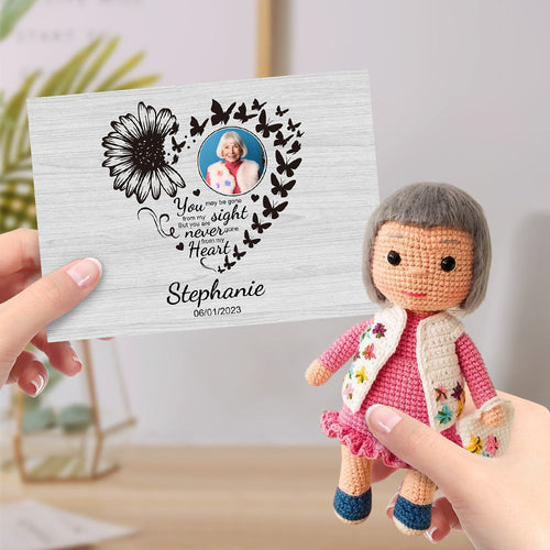 Custom Crochet Doll Gifts Handmade Mini Dolls Look alike Your Photo with Custom Memorial Card for Her