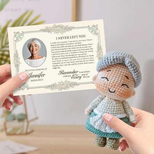 Custom Crochet Doll Handmade Dolls from Personalized Photo with Memorial Card Remember Your Loved One