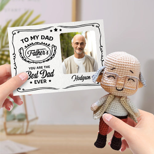 Custom Crochet Doll Handmade Mini Look alike Dolls with Personalized Card Gifts for Dad