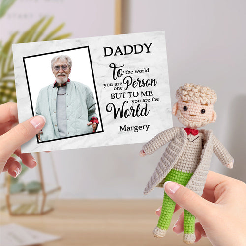 Custom Crochet Doll Handmade Mini Dolls Look alike Your Photo with Personalized Card Gifts for Father