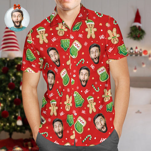 Custom Face Hawaiian Shirts A Cosy Little Men's Christmas Shirts Gift