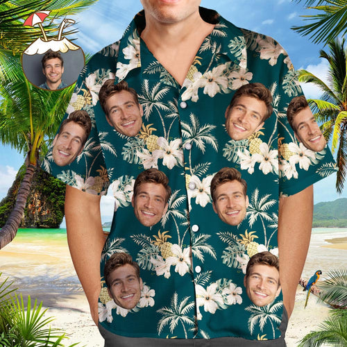 Custom Dog Face Hawaiian Shirt Funky Vintage Hawaiian Shirt Casual Button-Down Short Sleeve