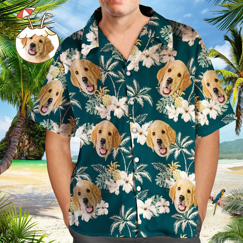 Custom Hawaiian Shirts with Pet Face Funky Vintage Hawaiian Shirt Casual Short Sleeve Shirt