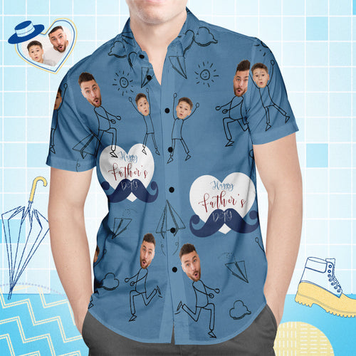 Custom Face Hawaiian Shirt All Over Print Gifts for Dad Happy Father's Day