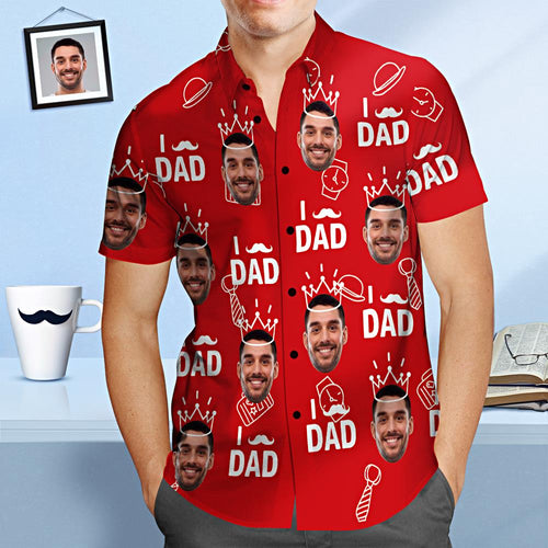 Custom Face Hawaiian Shirt I Love Dad Personalized Father's Day Shirt Gift for Dad