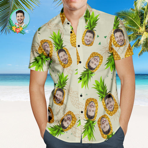 Custom Face Hawaiian Shirt Funny Pineapple Personalized Shirt with Your Photo