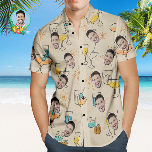 Custom Face Hawaiian Shirt Cocktail Party Personalized Shirt with Your Photo