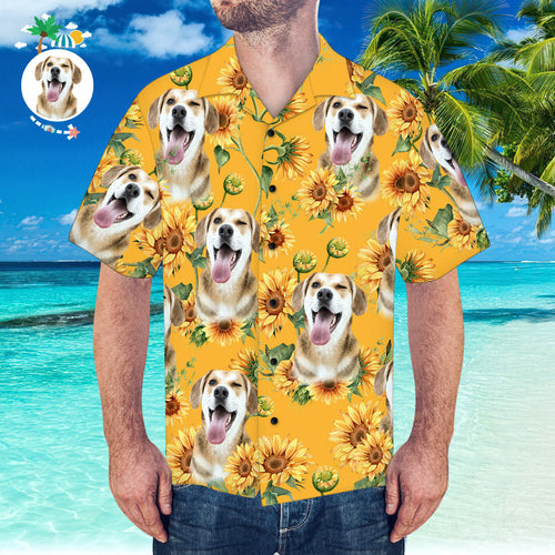 Custom Face Hawaiian Shirt Sunflower Pattern Hawaiian Shirt for Beach Party