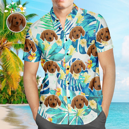 Custom Face Hawaiian Shirt Vintage Flower Plant Men's Popular All Over Print Hawaiian Beach Shirt Holiday Gift - PetGiftsCustom