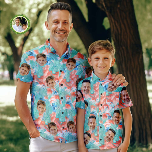 Custom Face Hawaiian Style Multicoloured Shirt Family Matching