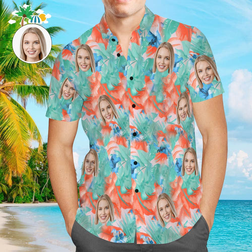 Custom Face Hawaiian Shirt Summer Multicoloured Personalized Shirt with Your Photo - faceboxerUK