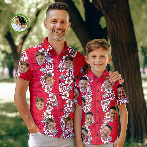 Custom Face Hawaiian Style Relaxed Shirt Family Matching