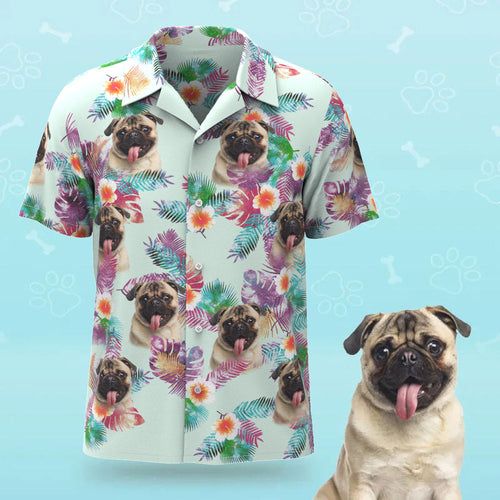 Custom Face Men Hawaiian Shirts Personalized Cute Dog Face for Pet Lover