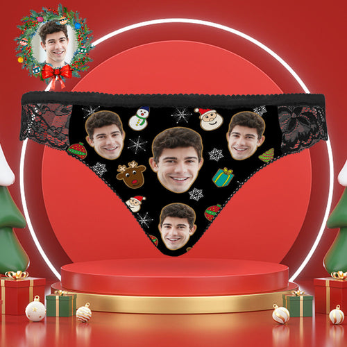 Custom Face Lace Panties Personalized Photo Sexy Women Underwear Christmas Gifts