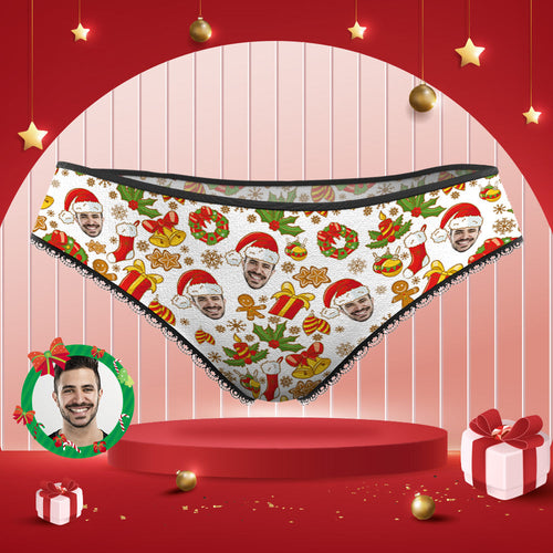 Custom Face Panties Personalized Christmas Lace Panties for Women
