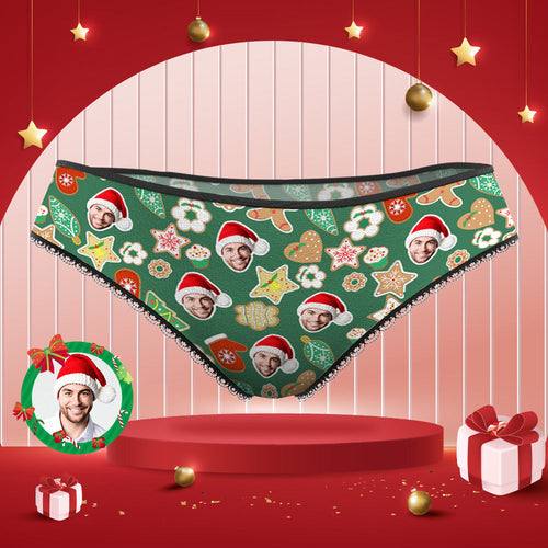 Custom Face Panties Personalized Photo Christmas Lace Panties for Women