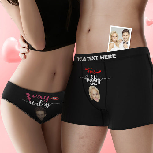 Custom Face Hubby and Wifey Couple Underwear Personalized Underwear Valentine's Day Gift - FaceSocksUSA
