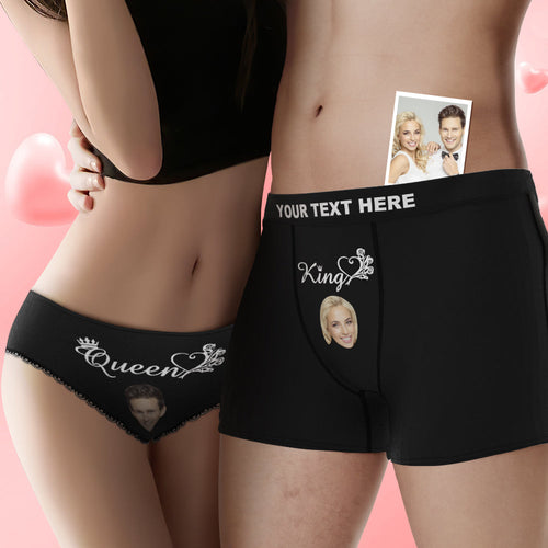 Custom Face King and Queen Couple Underwear Personalized Underwear Valentine's Day Gift - FaceSocksUSA