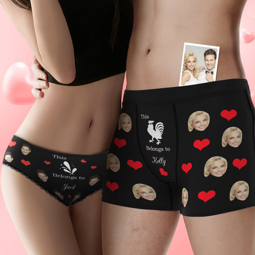 Custom Face You Belong to Me Couple Underwear Personalized Underwear Valentine's Day Gift - FaceSocksUSA