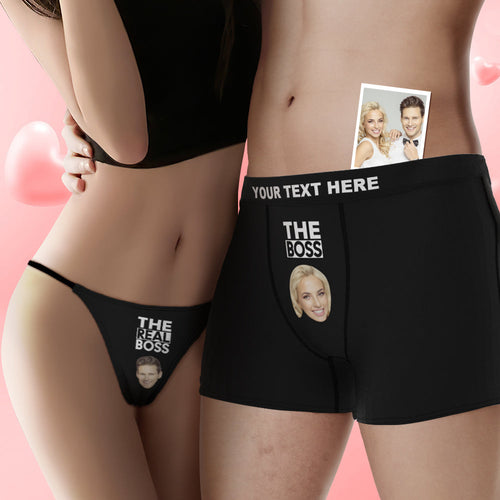 Custom Face Couple Underwear You are the Boss Personalized Underwear Valentine's Day Gift - FaceSocksUSA