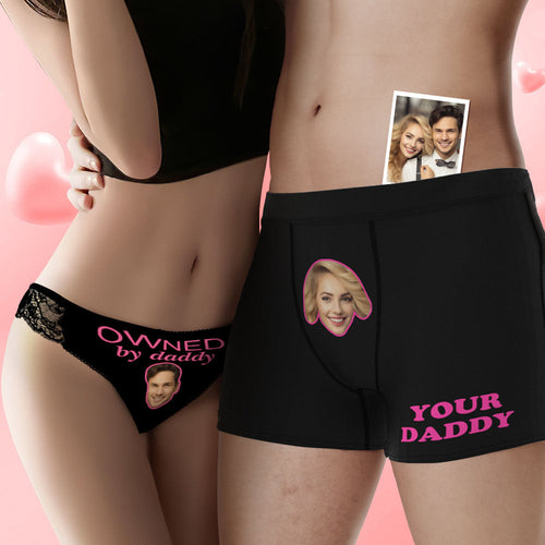 Custom Face Couple Underwear Yes Daddy Personalized Underwear Valentine's Day Gift - FaceSocksUSA