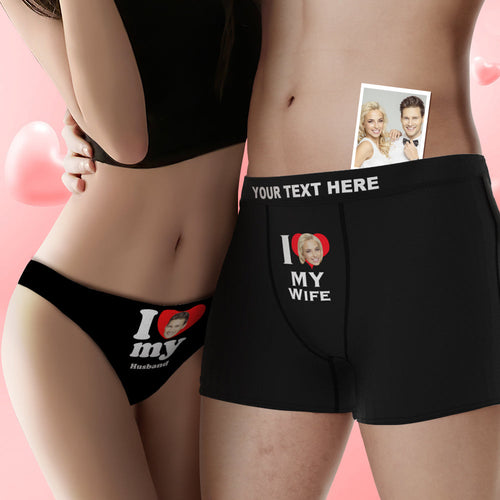 Custom Face Couple Underwear Love Heart Personalized Underwear Valentine's Day Gift - FaceSocksUSA