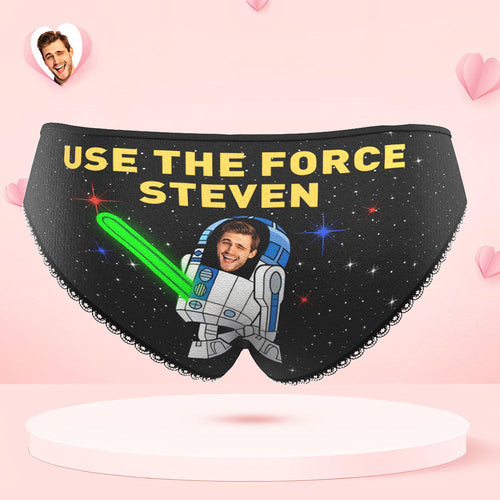 Custom Face Panties Personalized Photo Women's Lace Panties USE THE FORCE Valentine's Day Gift - FaceSocksUSA