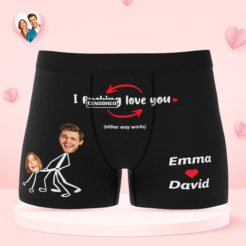 Custom Face Boxer Briefs Personalized Underwear I Love You Valentine's Day Gifts for Him - FaceSocksUSA