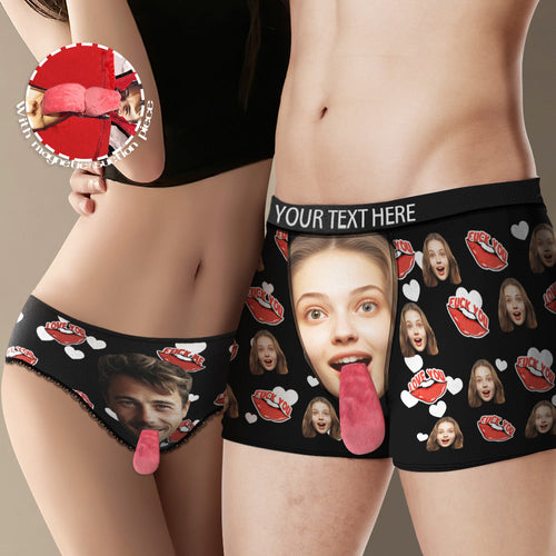 Custom Face Underwear Personalized Magnetic Tongue Underwear Love You Valentine's Gifts for Couple - FaceSocksUSA