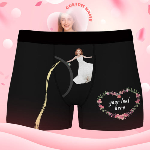 Custom Face Boxer Shorts with Text Personalized Photo Boxer Shorts Funny Valentine's Day Gifts