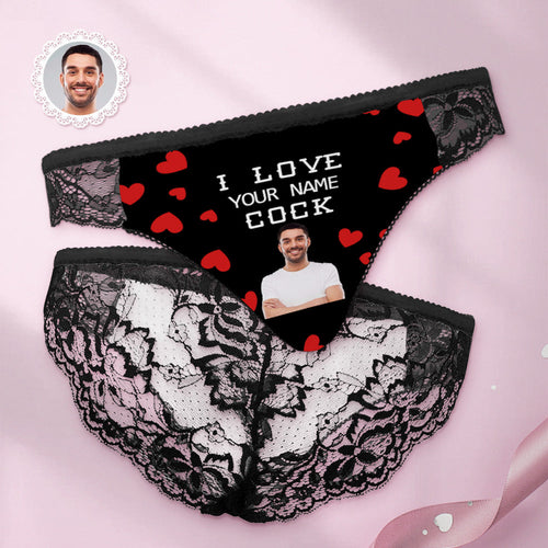 Custom Women Lace Panty I Love Your Cock Face Sexy Panties - FaceSocksUsa