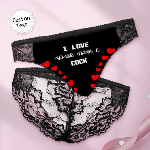 Custom Women Lace Panty I Love Your Cock Sexy Panties Sweet Gift - FaceSocksUsa