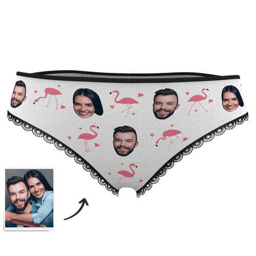 Custom Flamingo And Face On Women's Panties Photo Underwear