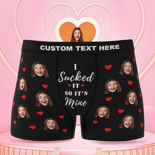 Personalized Funny Face Custom Waistband Text Boxer Gift For Men-it's Mine Romantic Scene