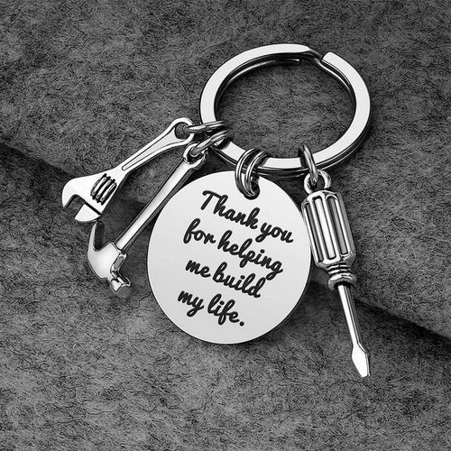 Father's Gift Hand Tools Keychain, Thank you for helping me build my life, Gifts for dad, Father's keychain, Grandpa gift, Step dad gift