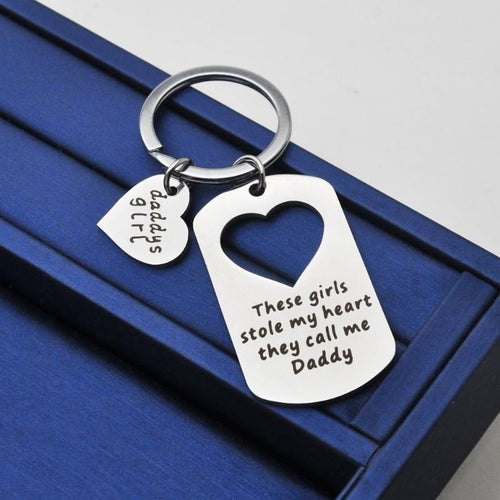 Father's Gift Keychain, These girls stole my heart, gifts for dad, Father's keychain, Grandpa gift, Step dad gift