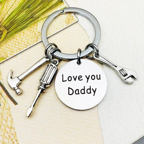 Father's Gift Hand Tools Keychain, Love you Daddy, Gifts for dad, Father's keychain, Grandpa gift, Step dad gift