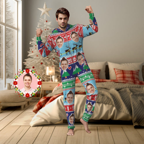 Custom Face Onesies Pajamas Class Christmas One-Piece Sleepwear Christmas Gift