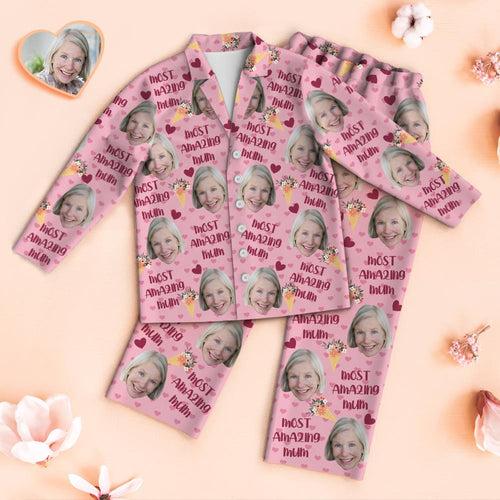 Custom Face Pajamas Most Amazing Mum Personalized Photo Pajamas Set Mother's Day Gifts