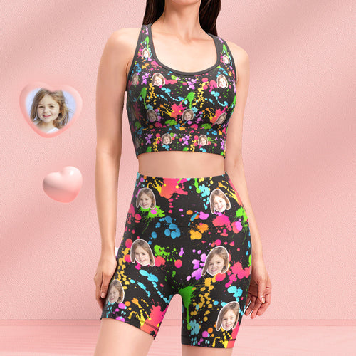 Custom Face Leggings and Tank Top Yoga Clothing Suit Mother's Day Gift - Colored Spots