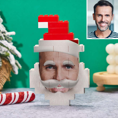 Santa Claus Building Bricks Custom Face Photo Block Christmas Gifts Ornament - FaceSocksUsa