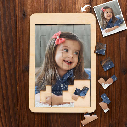 Custom Photo Puzzle Tetris Personalized Wooden Frame Gifts for Kids - FaceSocksUsa