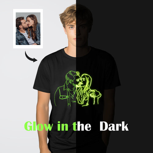 Custom Photo Glow In The Dark Multicolour T-shirt Personalized Luminous Unisex Shirt Creative Gift