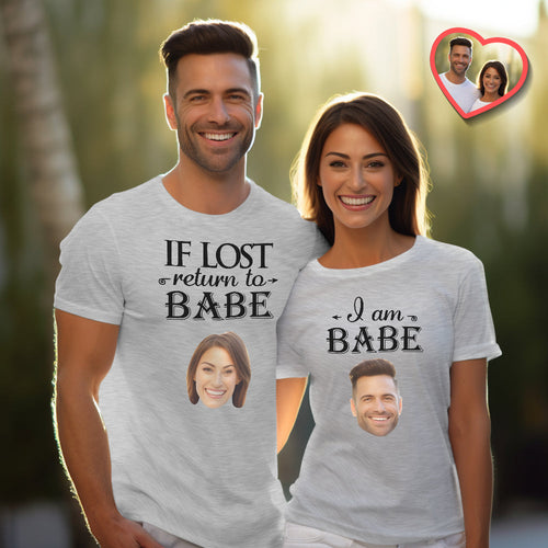 Custom Couple Matching T-shirts Love Babe Personalized Matching Couple Shirts Valentine's Day Gift - FaceSocksUSA