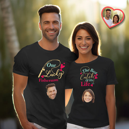 Custom Couple Matching T-shirts Best Catch Personalized Matching Couple Shirts Valentine's Day Gift - FaceSocksUSA