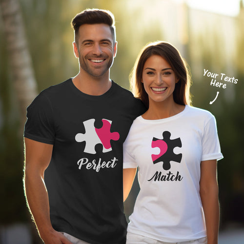Perfect Match Custom Couple Matching T-shirts Personalized Matching Couple Shirts Valentine's Day Gift - FaceSocksUSA