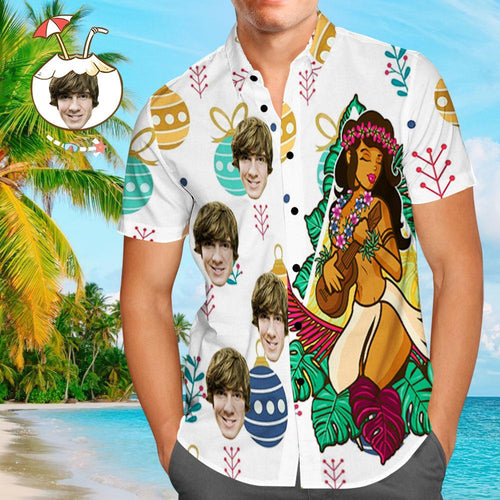 Custom Face Shirt Personalized Photo Men's Hawaiian Shirt Christmas Gift - Hawaiian Girl