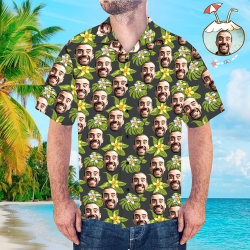 Custom Face Shirt Men's Hawaiian Shirt Flower
