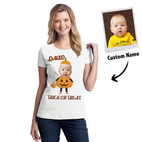 Custom Halloween Photo T-shirt Personalized T-Shirt Cute Pumpkin