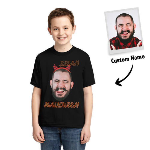Custom Halloween Photo T-shirt Personalized T-Shirt Devil Horns